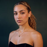 The Raw Emerald Set, necklace and studs worn